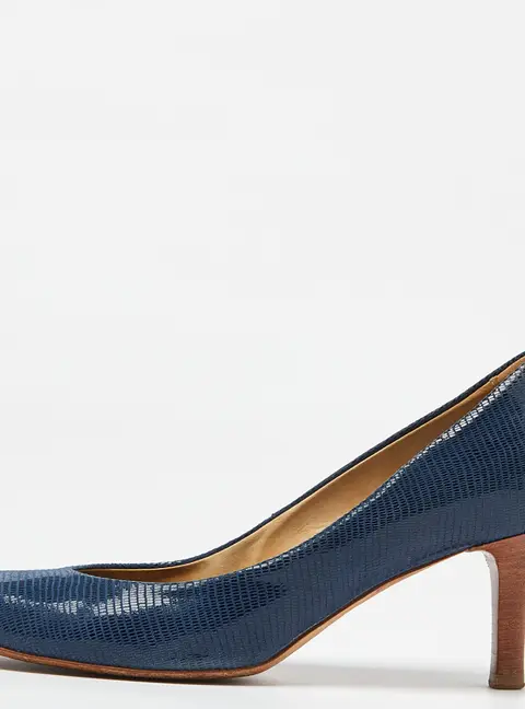 Tod's Blue Lizard Embossed Leather Pumps Size 38.5