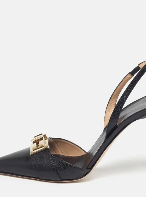 Tom Ford T Latch Size 40 Black Leather Slingback Pumps