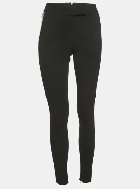 Tom Ford Black Crepe Leather Trim Trousers S