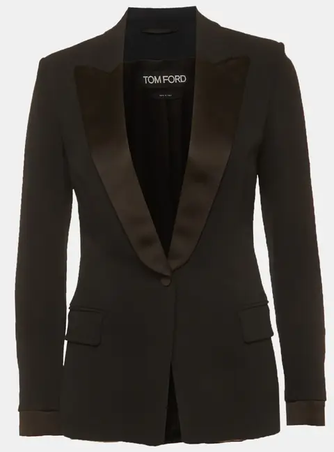 Tom Ford Black Synthetic and Satin Slim Fit Jacket XS