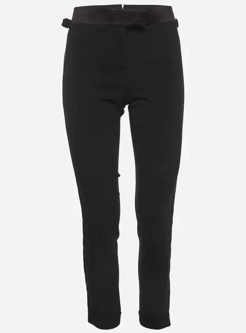 Tom Ford Black Crepe and Satin Trim Stripe Detail Trousers XS