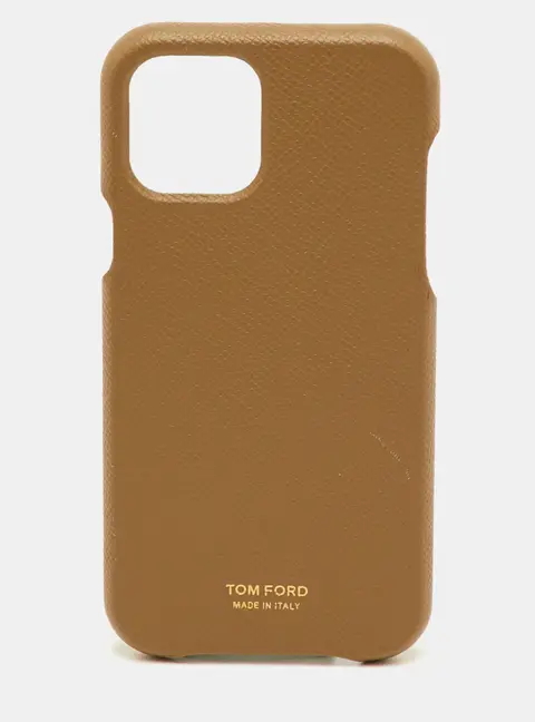 Tom Ford Sand Brown Leather iPhone 12 Pro Phone Cover
