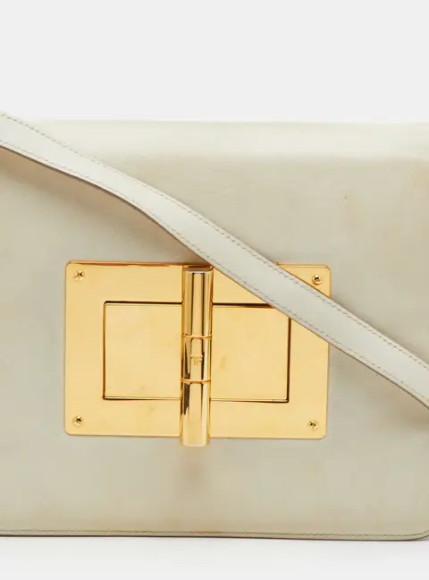 Tom Ford Natalia Large Off White Leather Flap Crossbody Bag
