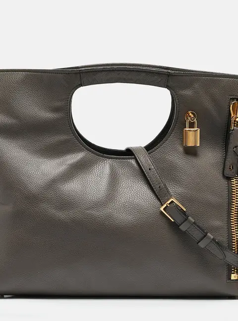 Tom Ford Grey Leather Shoulder Bags