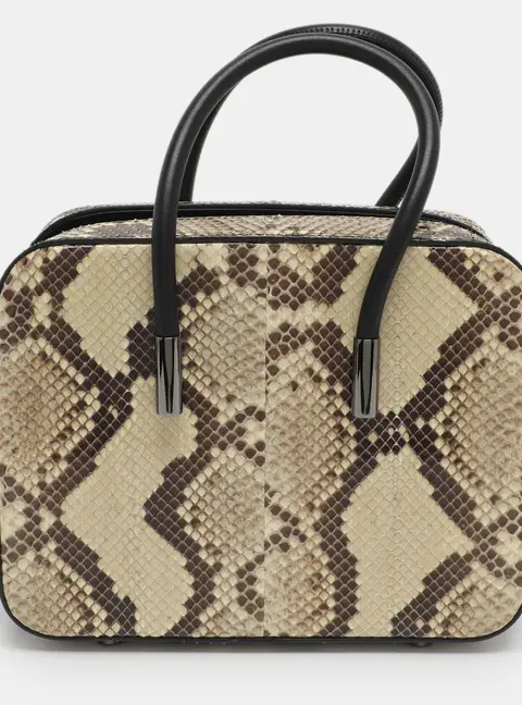 Tom Ford Black/Beige Leather and Python Leather Satchel