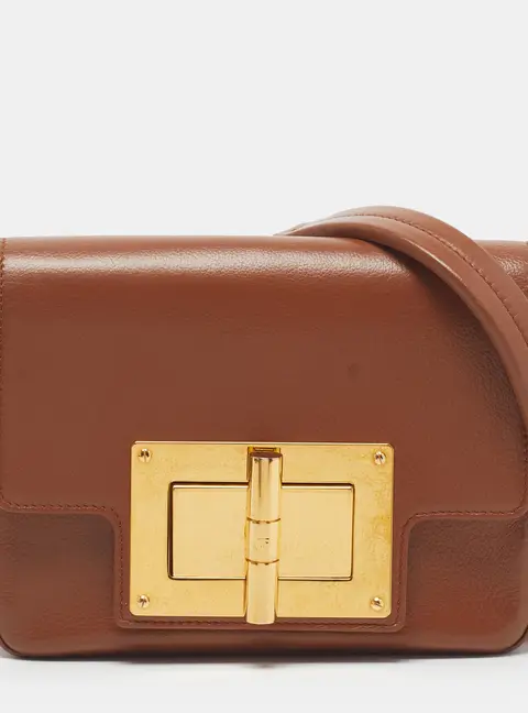 Tom Ford Natalia Day Medium Brown Leather Shoulder Bag