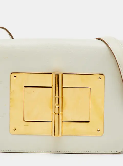 Tom Ford Natalia Small White Leather Flap Crossbody Bag