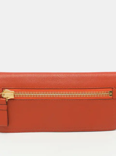 Tom Ford Jennifer Orange Leather Clutch