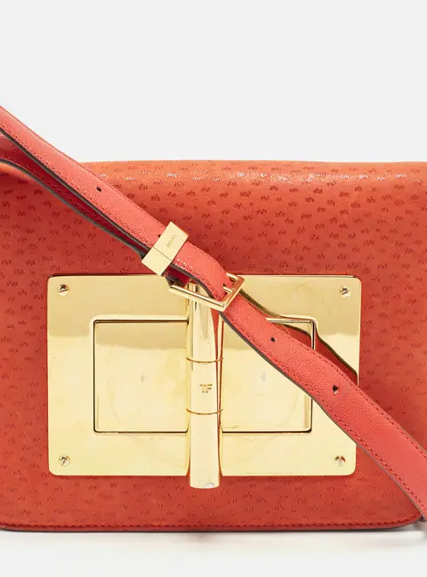 Tom Ford Natalia Small Red Nubuck Leather Crossbody Bag