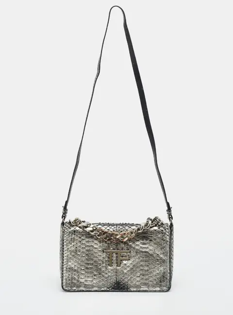 Tom Ford TF Flap Silver Python Shoulder Bag