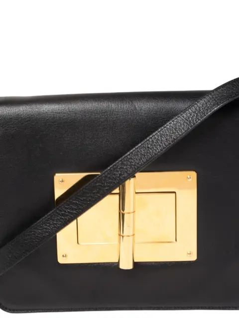 Tom Ford Black Leather Medium Natalia Shoulder Bag