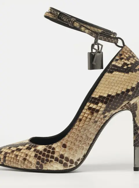 Tom Ford Padlock Size 38 Brown/Beige Python Leather Pumps