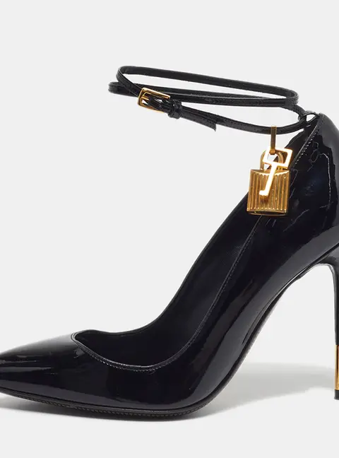 Tom Ford Padlock Size 37 Black Patent Leather Pumps