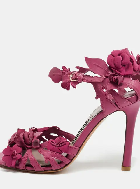 Tom Ford Size 36 Purple Leather Ankle Strap Sandals
