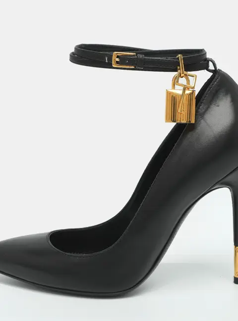 Tom Ford Padlock Size 37 Black Leather Pumps