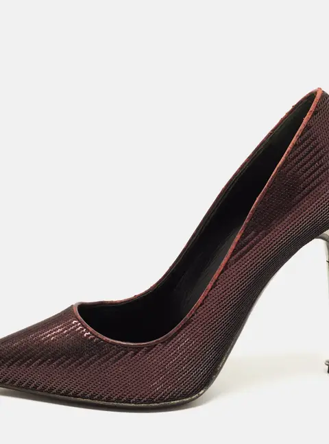 Tom Ford Size 41 Dark Purple Leather and Sequins Pumps