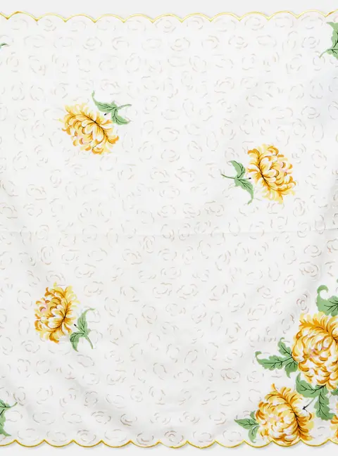 Tory Burch Cream/Yellow Floral Painted Silk Neckerchief