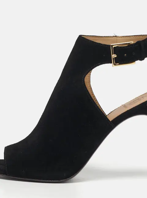 Tory Burch Brittania 100 MM Size 40 Black Suede Ankle Strap Sandals