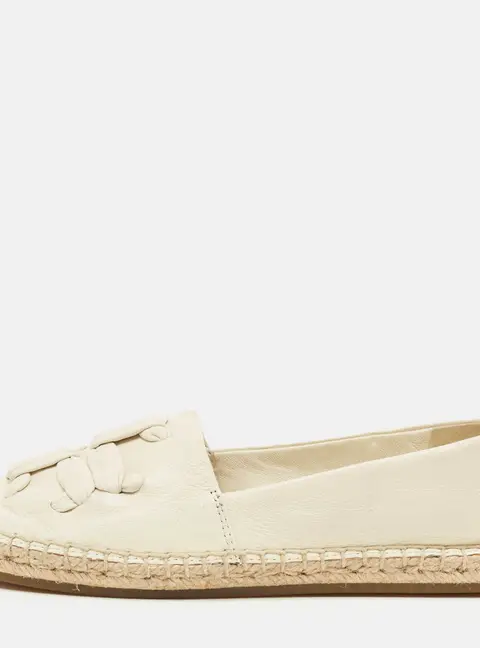 Tory Burch Ines Size 35 Cream Leather Espadrille Flats