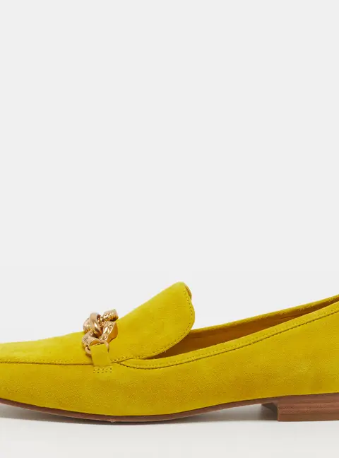 Tory Burch Jessa Size 38.5 Yellow Suede Loafers