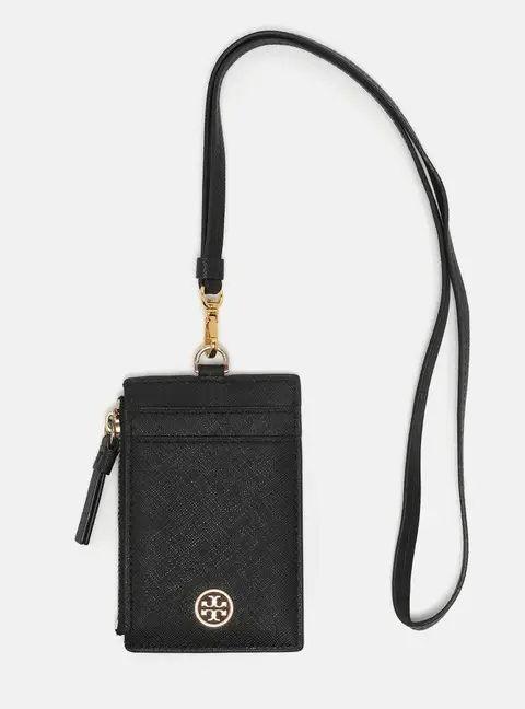 Tory Burch Robinson Black Leather Lanyard