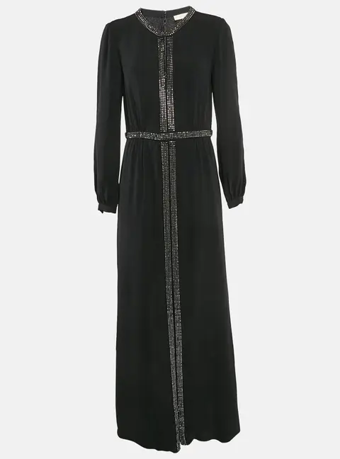 Tory Burch Black Studded Silk Maxi Dress M