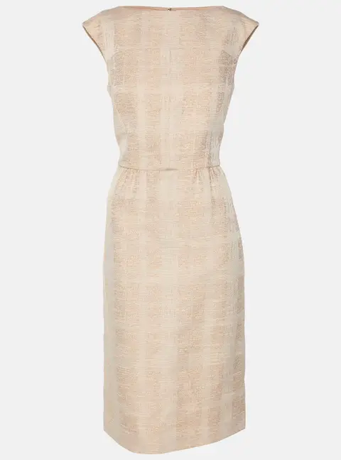 Tory Burch Beige Jacquard Sleeveless Midi Dress S