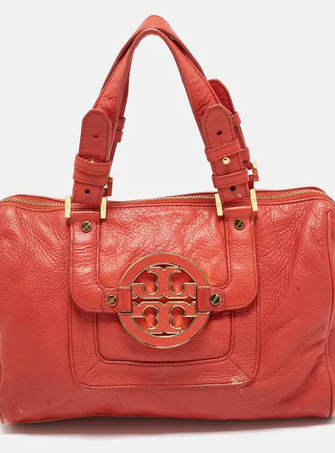 Tory Burch Amanda Orange Leather Satchel
