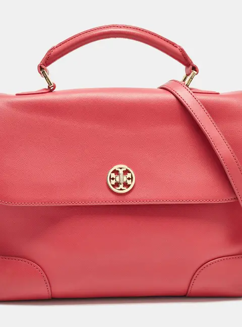 Tory Burch Pink Leather Robinson Top Handle Bag