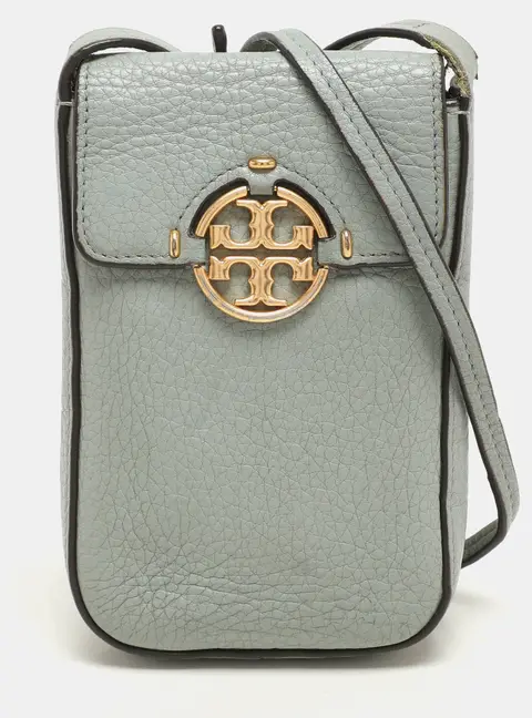 Tory Burch Green Leather Miller Phone Crossbody Bag