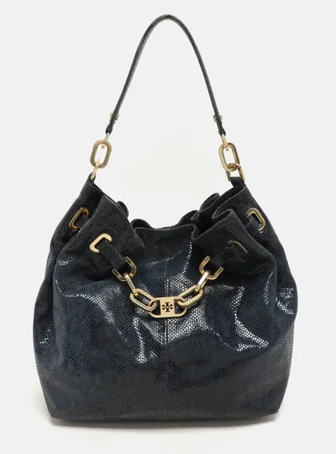 Tory Burch Blue Python Embossed Leather Hobos