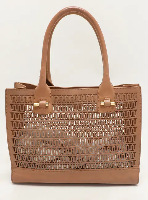 Tory Burch Brown Laser Cut Leather Georgiana Tote