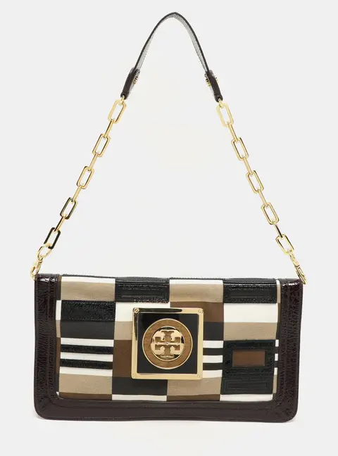 Tory Burch Multicolor Canvas and Patent Leather Shoulder Bags