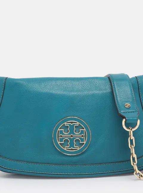 Tory Burch Teal Green Leather Amanda Crossbody Bag