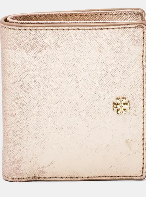 Tory Burch Rose Gold Leather Robinson Bifold Wallet