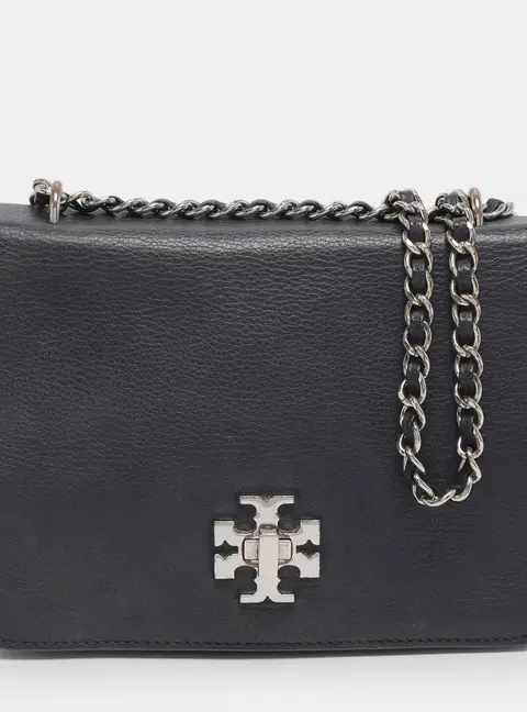 Tory Burch Mercer Blue Leather Shoulder Bags