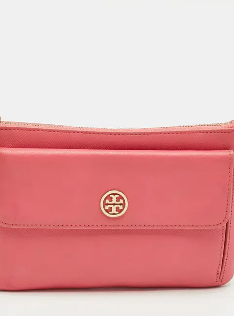 Tory Burch Robinson Pink Leather Clutch