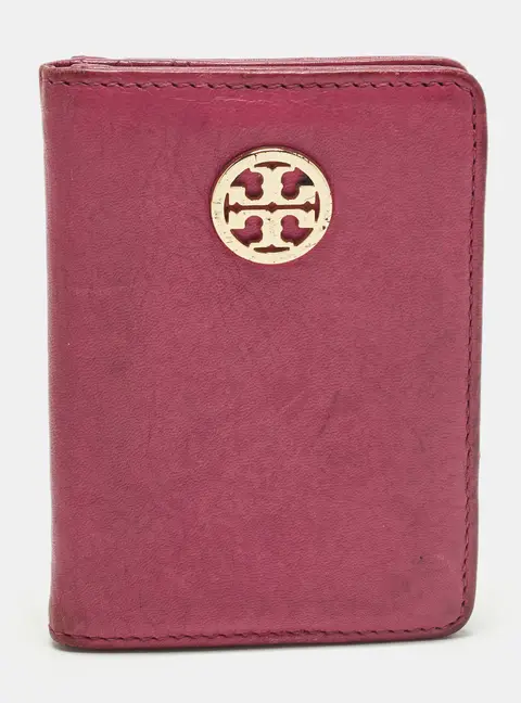 Tory Burch Pink Leather Logo Card Case
