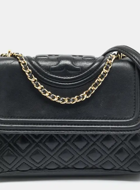 Tory Burch Fleming Small Black Leather Shoulder Bag