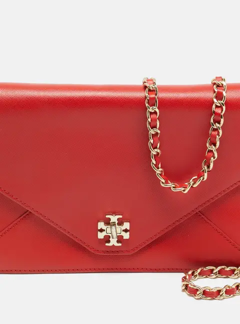 Tory Burch Kira Envelope Red Leather Flap Shoulder Bag