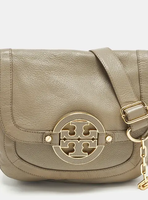 Tory Burch Amanda Beige Leather Flap Shoulder Bag
