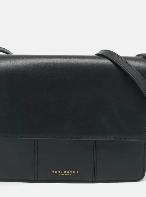 Tory Burch Block T Black Leather Shoulder Bag