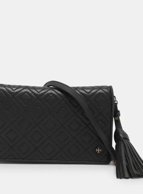 Tory Burch Black Leather Chain Clutch