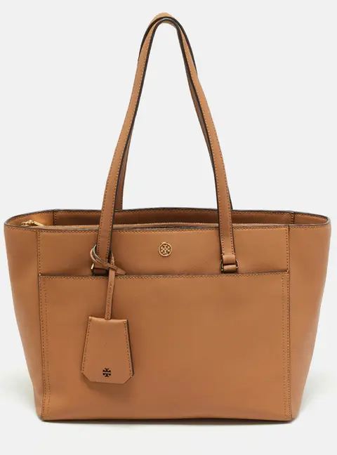 Tory Burch Robinson Brown Saffiano Leather Tote