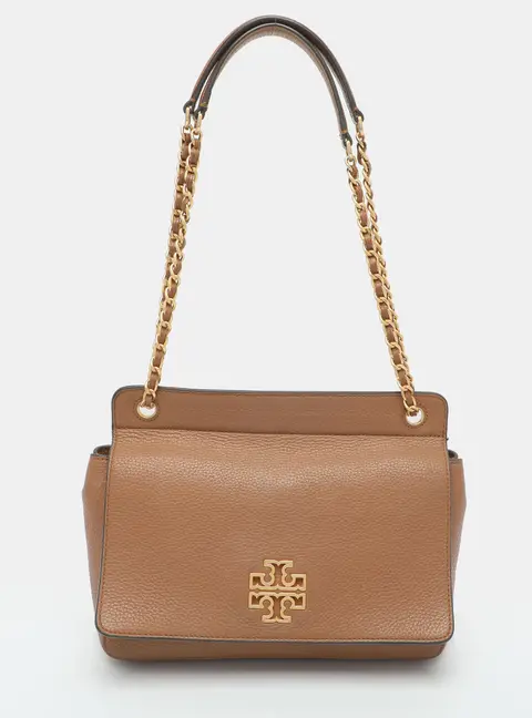 Tory Burch Britten Brown Leather Shoulder Bag