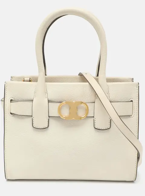 Tory Burch Gemini Link Small White Leather Tote