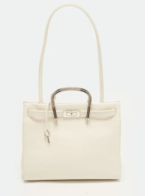 Tory Burch Soft Lee Radziwill White Leather Tote