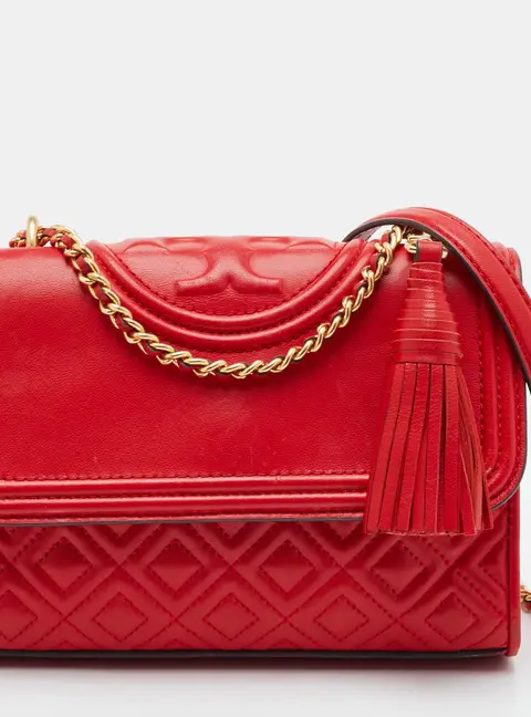 Tory Burch Fleming Small Red Leather Crossbody Bag