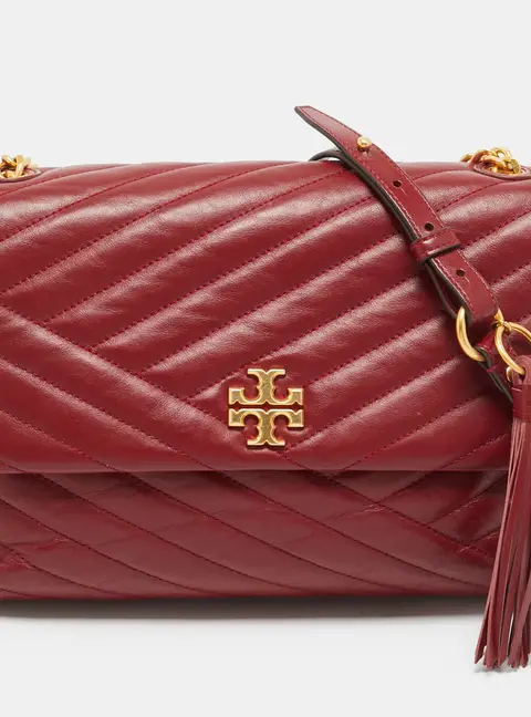 Tory Burch Kira Chevron Red Leather Shoulder Bag