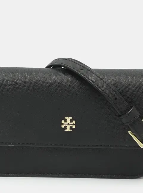 Tory Burch Emerson Black Saffiano Leather Convertible Crossbody Bag